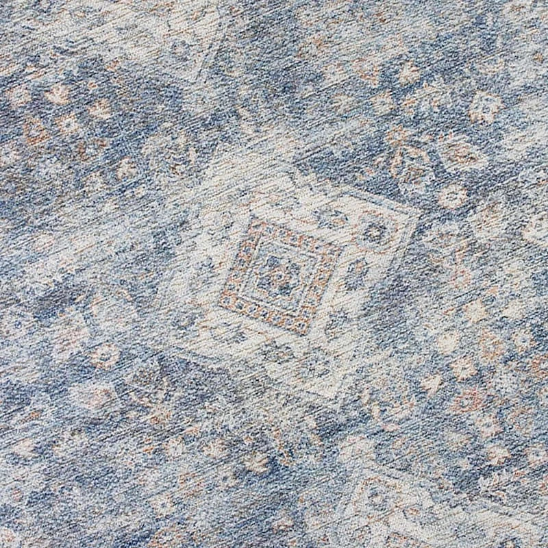 (B822) Whittington Blue Floral Medallion Area Rug, 5x7 4 (B822) Whittington Blue Floral Medallion Area Rug, 5x7 - Image 4