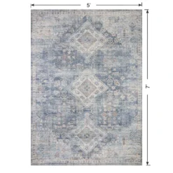 (B822) Whittington Blue Floral Medallion Area Rug, 5x7 12 (B822) Whittington Blue Floral Medallion Area Rug, 5x7 -Rugs Sales Store b822 whittington blue floral medallion area rug 5x7 6