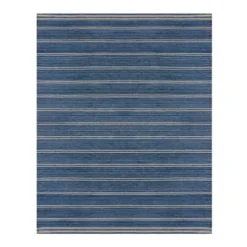 (B824) Ty Pennington Terrace Indigo Striped Flatweave Area Rug, 8x10