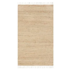 (B825) Honeybloom Lawrence Jute Fringe Accent Rug, 3x5