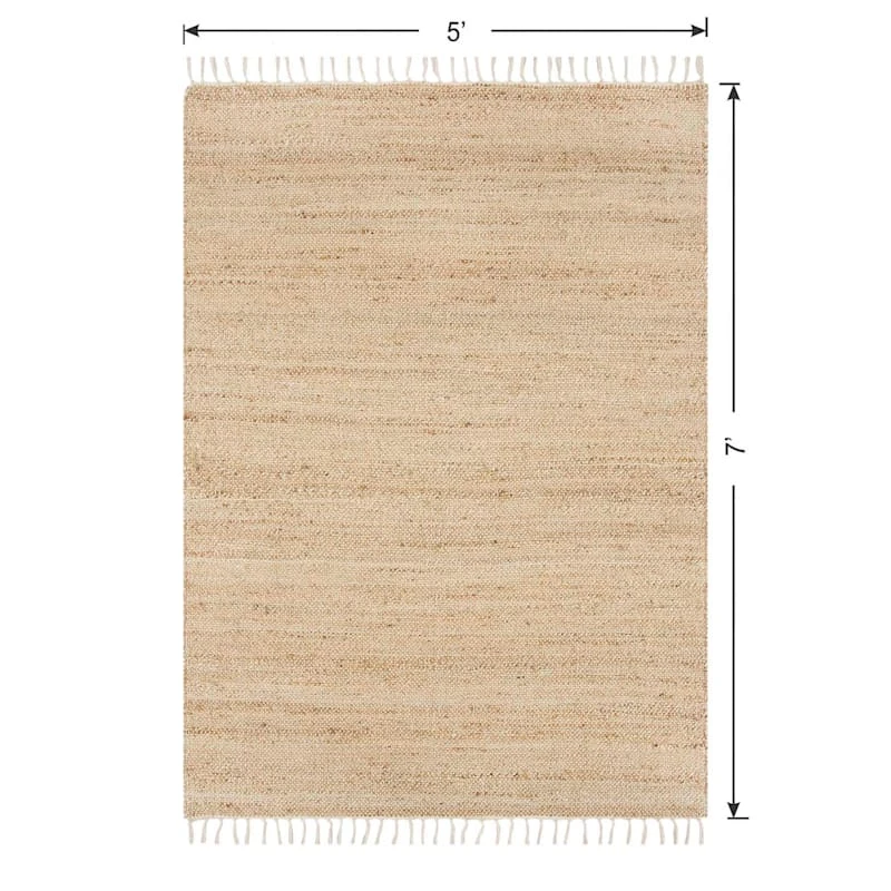 (B825) Honeybloom Lawrence Jute Fringe Area Rug, 5x7 6 (B825) Honeybloom Lawrence Jute Fringe Area Rug, 5x7 - Image 6