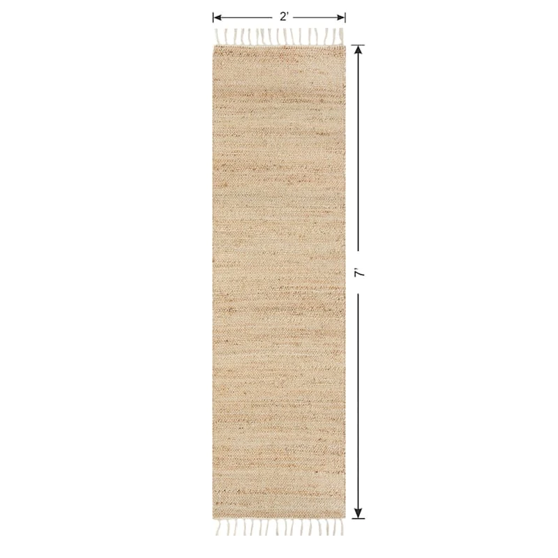 (B825) Honeybloom Lawrence Jute Fringe Runner, 2x7 6 (B825) Honeybloom Lawrence Jute Fringe Runner, 2x7 - Image 6