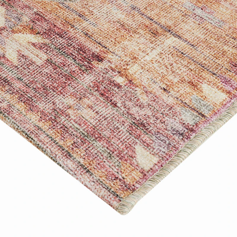 (B826) Red & Pink Tribal Patterned Washable Accent Rug, 3x5 2 (B826) Red & Pink Tribal Patterned Washable Accent Rug, 3x5 - Image 2