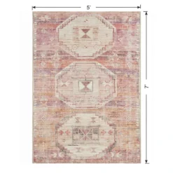 (B826) Red & Pink Tribal Patterned Washable Area Rug, 5x7 12 (B826) Red & Pink Tribal Patterned Washable Area Rug, 5x7 -Rugs Sales Store b826 red pink tribal patterned washable area rug 5x7 6