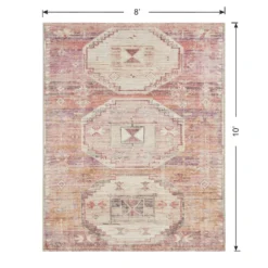(B826) Red & Pink Tribal Patterned Washable Area Rug, 8x10 -Rugs Sales Store b826 red pink tribal patterned washable area rug 8x10 6