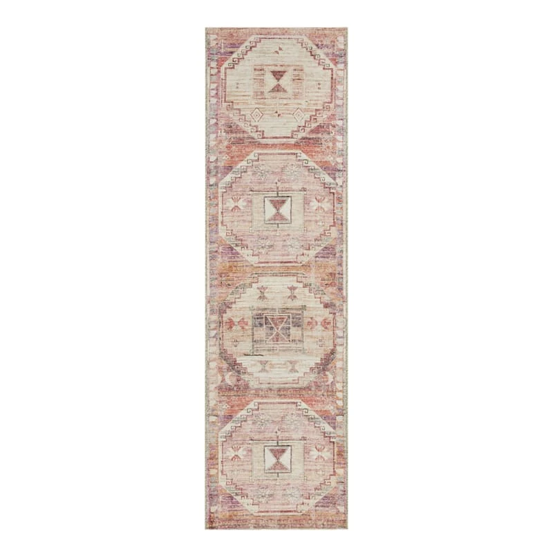 (B826) Red & Pink Tribal Patterned Washable Runner, 2x7 1 (B826) Red & Pink Tribal Patterned Washable Runner, 2x7