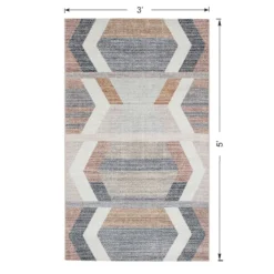 (B827) Arrow Multicolor Washable Accent Rug, 3x5 -Rugs Sales Store b827 arrow multicolor washable accent rug 3x5 6