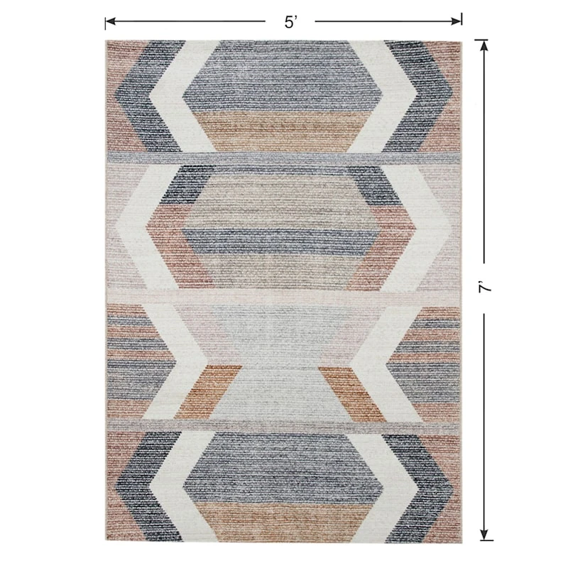 (B827) Arrow Multicolor Washable Area Rug, 5x7 6 (B827) Arrow Multicolor Washable Area Rug, 5x7 - Image 6