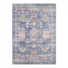 (B828) Blue Floral Medallion Washable Area Rug, 5x7