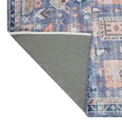 (B828) Blue Floral Medallion Washable Area Rug, 5x7 -Rugs Sales Store b828 blue floral medallion washable area rug 5x7 3
