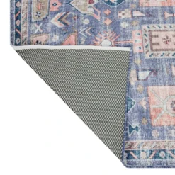 (B828) Blue Floral Medallion Washable Area Rug, 8x10 9 (B828) Blue Floral Medallion Washable Area Rug, 8x10 -Rugs Sales Store b828 blue floral medallion washable area rug 8x10 3