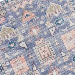 (B828) Blue Floral Medallion Washable Area Rug, 8x10 10 (B828) Blue Floral Medallion Washable Area Rug, 8x10 -Rugs Sales Store b828 blue floral medallion washable area rug 8x10 4