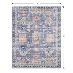 (B828) Blue Floral Medallion Washable Area Rug, 8x10 12 (B828) Blue Floral Medallion Washable Area Rug, 8x10 -Rugs Sales Store b828 blue floral medallion washable area rug 8x10 6