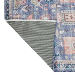 (B828) Blue Floral Medallion Washable Runner, 2x7 8 (B828) Blue Floral Medallion Washable Runner, 2x7 -Rugs Sales Store b828 blue floral medallion washable runner 2x7 3