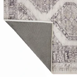 (B829) Grey & White Floral Washable Accent Rug, 3x5 8 (B829) Grey & White Floral Washable Accent Rug, 3x5 -Rugs Sales Store b829 grey white floral washable accent rug 3x5 3
