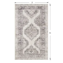 (B829) Grey & White Floral Washable Accent Rug, 3x5 10 (B829) Grey & White Floral Washable Accent Rug, 3x5 -Rugs Sales Store b829 grey white floral washable accent rug 3x5 5