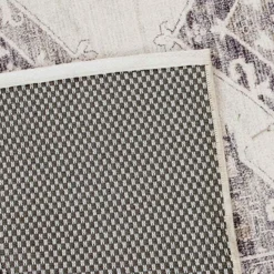 (B829) Grey & White Floral Washable Area Rug, 5x7 -Rugs Sales Store b829 grey white floral washable area rug 5x7 5