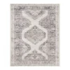 (B829) Grey & White Floral Washable Area Rug, 8x10