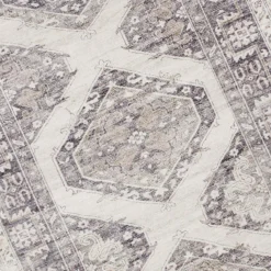 (B829) Grey & White Floral Washable Area Rug, 8x10 10 (B829) Grey & White Floral Washable Area Rug, 8x10 -Rugs Sales Store b829 grey white floral washable area rug 8x10 4