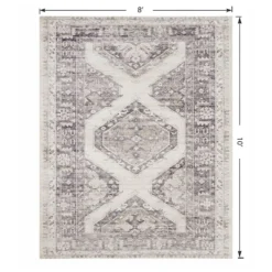(B829) Grey & White Floral Washable Area Rug, 8x10 12 (B829) Grey & White Floral Washable Area Rug, 8x10 -Rugs Sales Store b829 grey white floral washable area rug 8x10 6