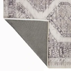 (B829) Grey & White Floral Washable Runner, 2x7 8 (B829) Grey & White Floral Washable Runner, 2x7 -Rugs Sales Store b829 grey white floral washable runner 2x7 3