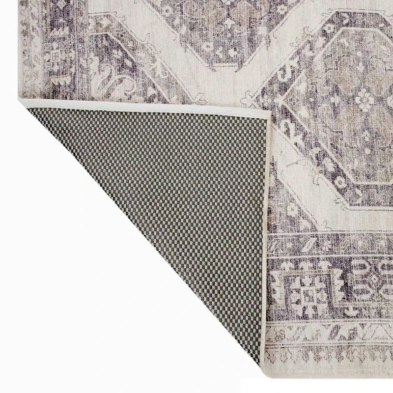 (B829) Grey & White Floral Washable Runner, 2x7 3 (B829) Grey & White Floral Washable Runner, 2x7 - Image 3