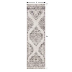 (B829) Grey & White Floral Washable Runner, 2x7 10 (B829) Grey & White Floral Washable Runner, 2x7 -Rugs Sales Store b829 grey white floral washable runner 2x7 5