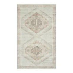 (B830) Pink Multicolor Tribal Washable Accent Rug, 3x5