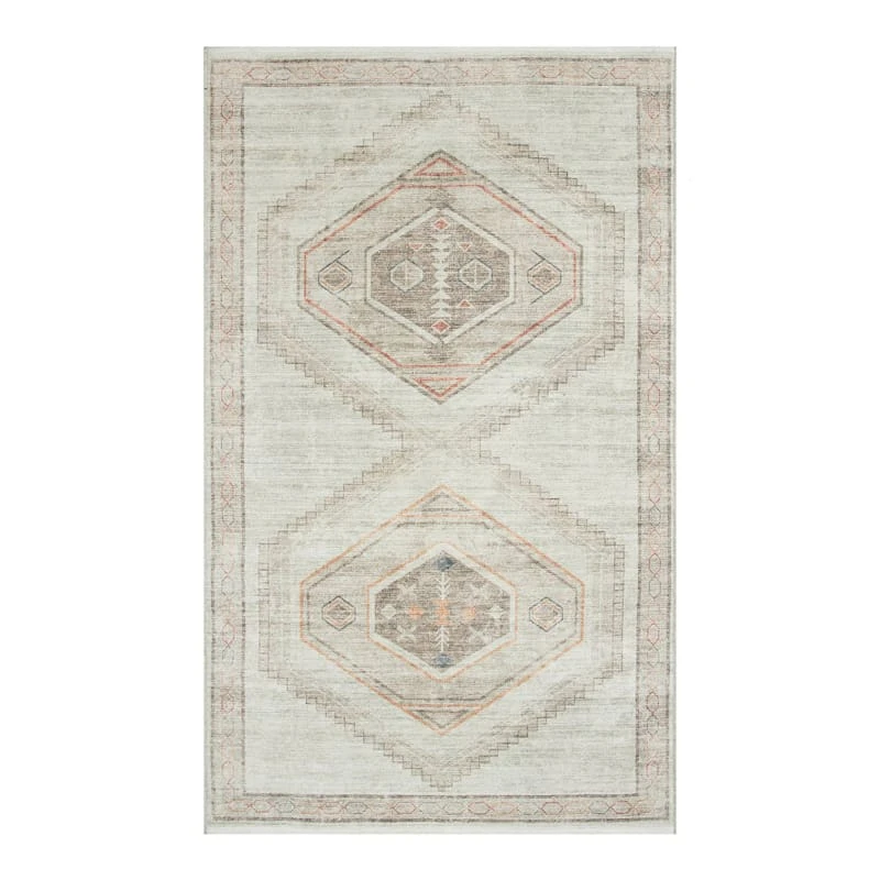(B830) Pink Multicolor Tribal Washable Accent Rug, 3x5 1 (B830) Pink Multicolor Tribal Washable Accent Rug, 3x5