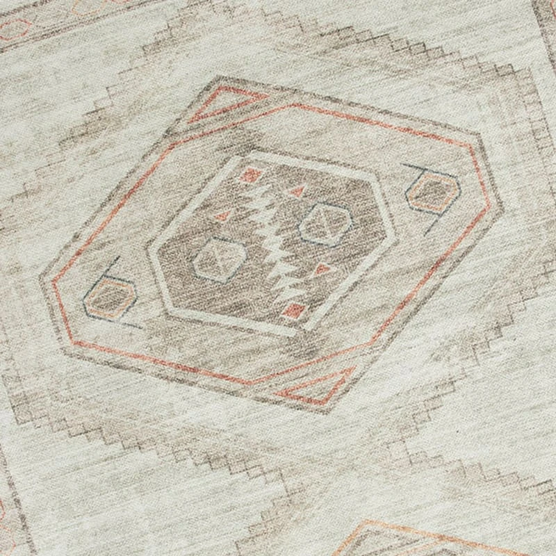 (B830) Pink Multicolor Tribal Washable Area Rug, 5x7 4 (B830) Pink Multicolor Tribal Washable Area Rug, 5x7 - Image 4