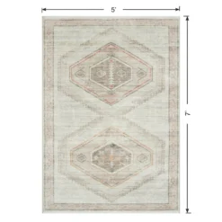 (B830) Pink Multicolor Tribal Washable Area Rug, 5x7 12 (B830) Pink Multicolor Tribal Washable Area Rug, 5x7 -Rugs Sales Store b830 pink multicolor tribal washable area rug 5x7 6