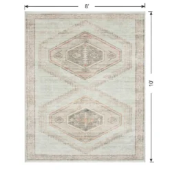 (B830) Pink Multicolor Tribal Washable Area Rug, 8x10 12 (B830) Pink Multicolor Tribal Washable Area Rug, 8x10 -Rugs Sales Store b830 pink multicolor tribal washable area rug 8x10 6