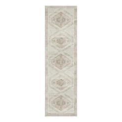 (B830) Pink Multicolor Tribal Washable Runner, 2x7