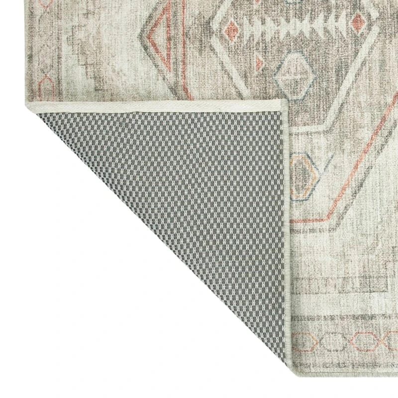 (B830) Pink Multicolor Tribal Washable Runner, 2x7 3 (B830) Pink Multicolor Tribal Washable Runner, 2x7 - Image 3