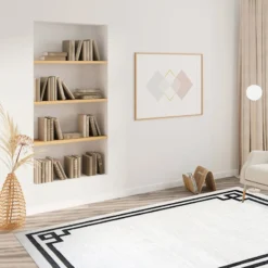 (B838) Providence Verona Ivory Key Border Area Rug, 5x7 -Rugs Sales Store b838 providence verona ivory key border area rug 5x7 5