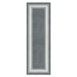 (B841) Providence Noa Grey Border Runner, 2x6