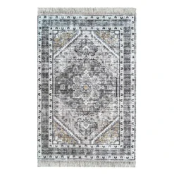 (B846) Honeybloom Clara Neutral Medallion Accent Rug, 3x5