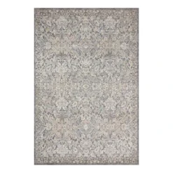 (B849) Providence Villa Grey Floral Area Rug, 5x8