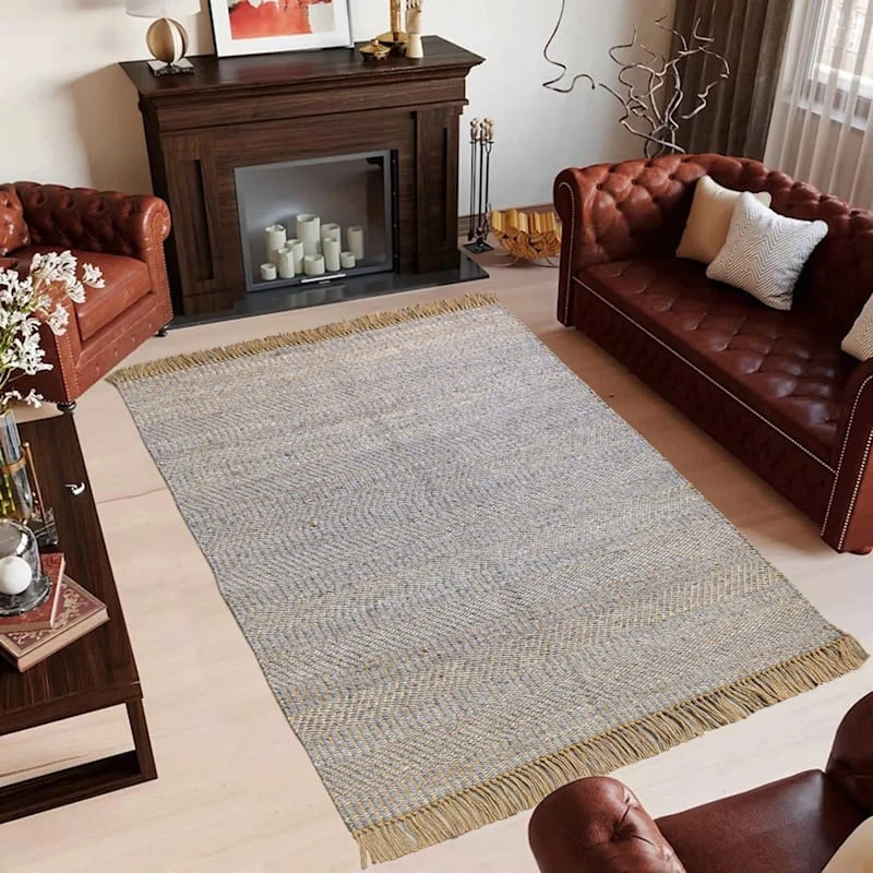 (B855) Found & Fable Element Natural Jute & Wool Woven Area Rug, 5x7 6 (B855) Found & Fable Element Natural Jute & Wool Woven Area Rug, 5x7 - Image 6