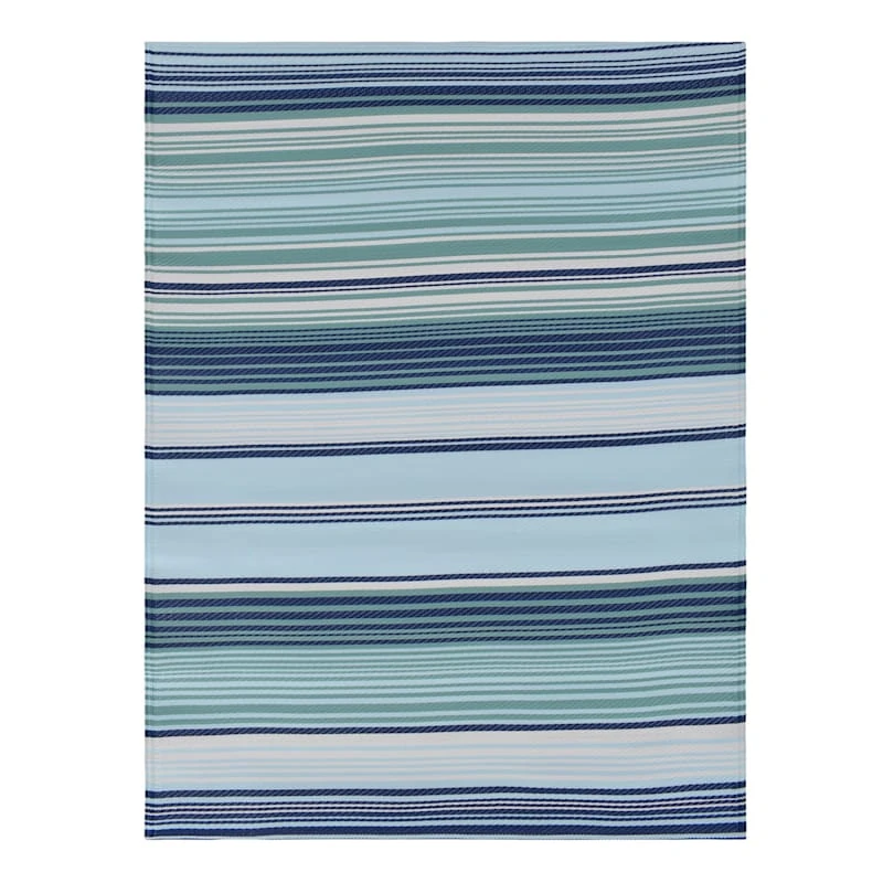 Blue Striped Plastic Outdoor Area Rug, 5x7 1 Blue Striped Plastic Outdoor Area Rug, 5x7