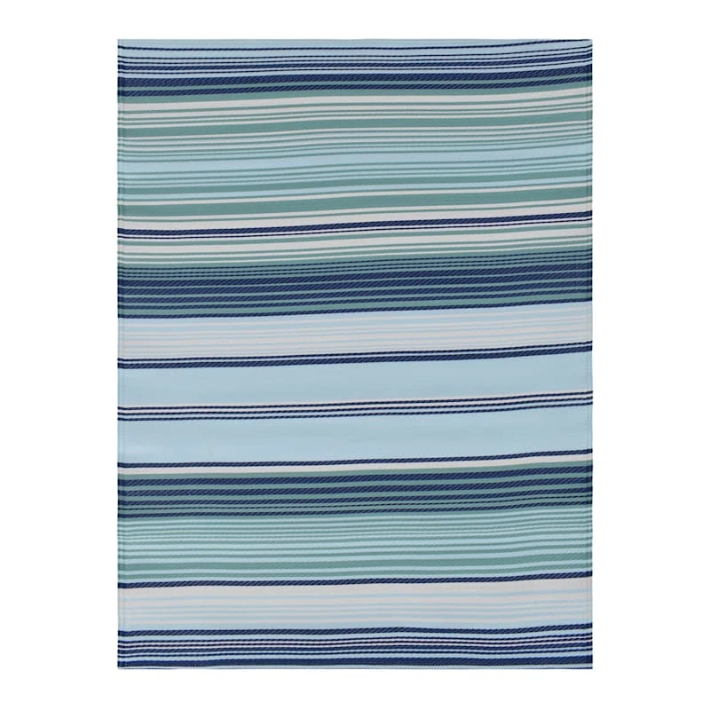 Blue Striped Plastic Outdoor Area Rug, 7x10 1 Blue Striped Plastic Outdoor Area Rug, 7x10