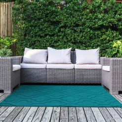Brentwood Teal Double Quatrefoil Indoor & Outdoor Area Rug, 4x6 9 Brentwood Teal Double Quatrefoil Indoor & Outdoor Area Rug, 4x6 -Rugs Sales Store brentwood teal double quatrefoil indoor outdoor area rug 4x6 5