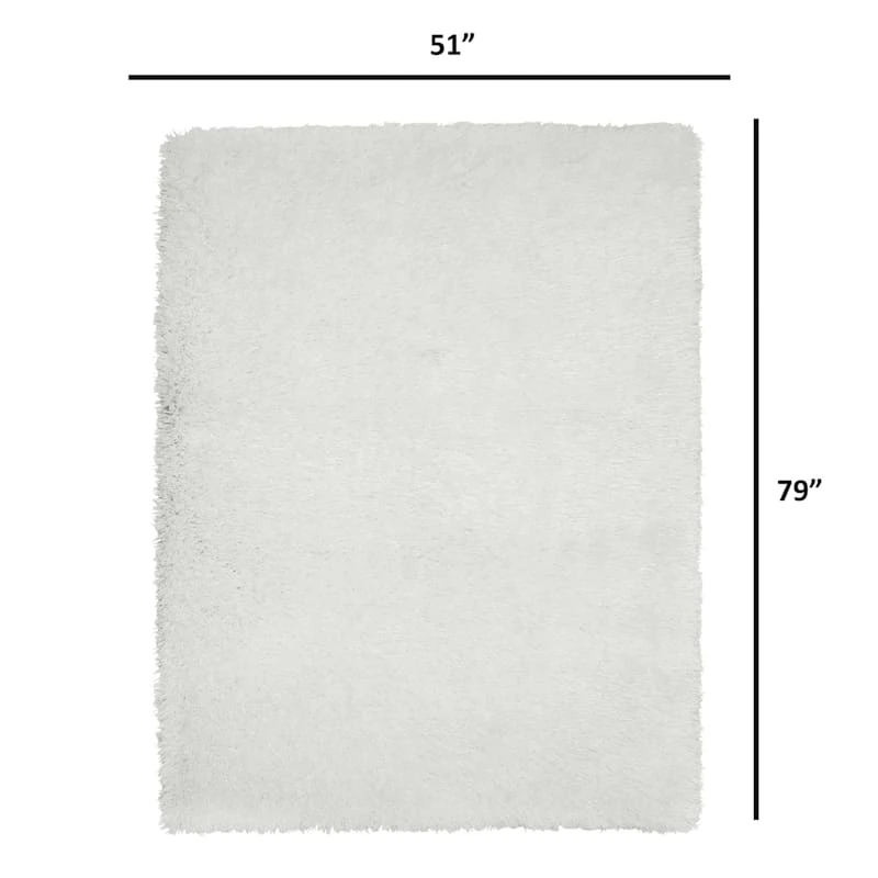 (C102) White Shag Area Rug, 5x7 4 (C102) White Shag Area Rug, 5x7 - Image 4