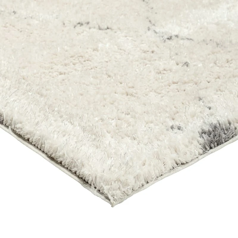 (C103) Ivory & Grey Long Pile Diamond Design Shag Area Rug, 5x7 2 (C103) Ivory & Grey Long Pile Diamond Design Shag Area Rug, 5x7 - Image 2