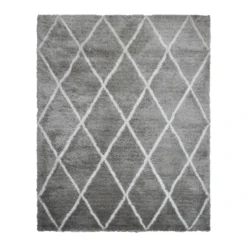(C131) Grey & White Diamond Tufted Area Rug, 8x10