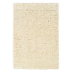 (C152) Solid Ivory Shag Accent Rug, 3x5