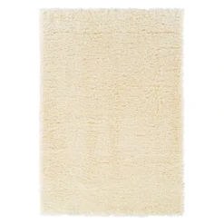 (C152) Solid Ivory Shag Area Rug, 8x10