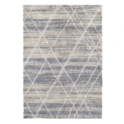 (C157) White & Grey Moroccan Style Shag Area Rug, 8x10