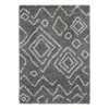 (C167) Dark Grey & Ivory Moroccan Style Shag Area Rug, 5x7