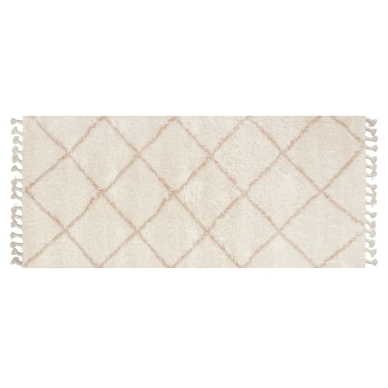 (C172) Sandee Neutral Shag Fringe Runner, 2x5 1 (C172) Sandee Neutral Shag Fringe Runner, 2x5